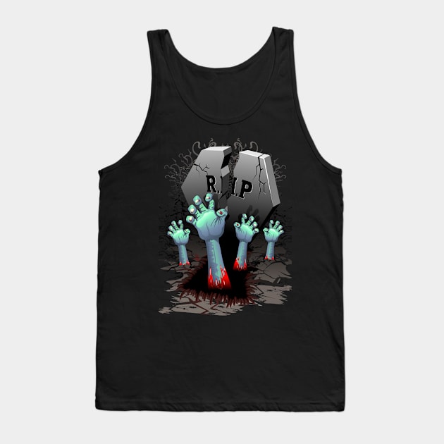 Zombie Hands on Cemetery Tank Top by BluedarkArt